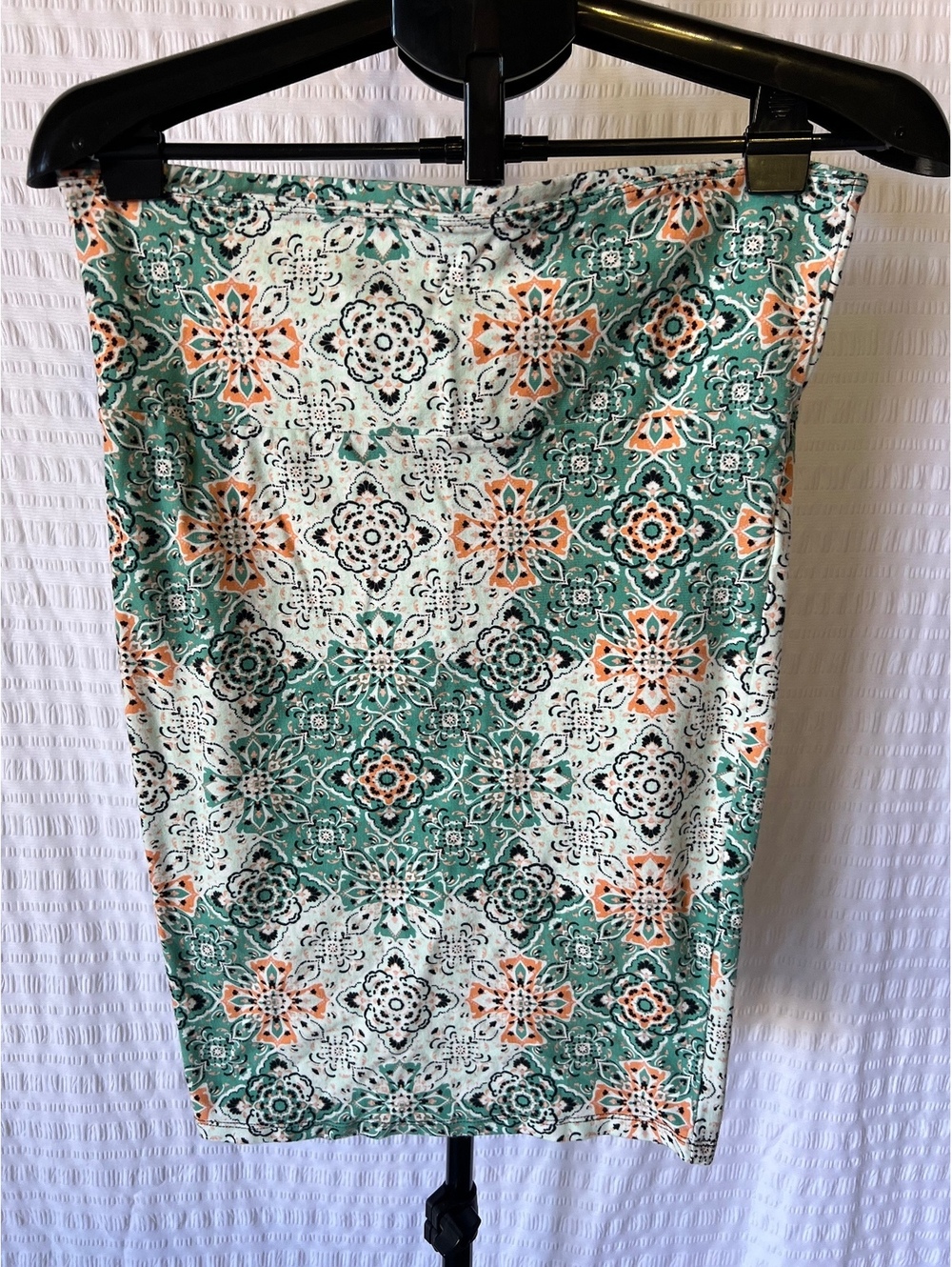 Torrid Size 00 Stretch Pull On Skirt Teal Coral Medallion Paisley Print